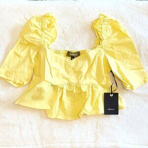 NWT 4Si3NNA Yellow Ruffle Crop Top - Small